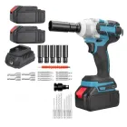 3в1 акумуляторний ударний багатофункціональний гайковий ключ, шуруповерт, дриль, з індикацією заряду 360 Н·М + слюсарний набір + кейс + 2 АКБ, в чорно-синьому дизайні (5611376632)