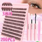 Набір для самостійного нарощування вій без бренду 30D 9-16 мм 200 шт з клеєм/закріплювачем пінцетом та щіточкою