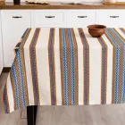 Етно скатертина з українським орнаментом 120х150 Бежевий з блакитним (Р7-skatert-dom-008-1)