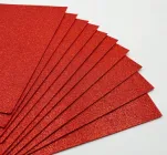 Фоаміран / Упаковка - 10 аркушів / 2 мм / 30х20см / Гліттер / Червоний