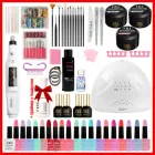 Стартовий набір для манікюру та педикюру - великий набір з технікою (Фрезер-ручка, Лампа 24/48Вт, 20гель-лаків, гелі, база, топ, ремувер) + праймер у подарунок