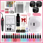 Стартовий набір для манікюру та педикюру - великий набір з технікою та розхідниками (Фрезер, Лампа 54Вт, 20гель-лаків, гелі, розхідники) + праймер у подарунок