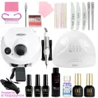 Набір для манікюру та педикюру, стартовий набір для манікюру з фрезером ZS-601/202, Лампа SunOne 24/48Вт (база, топ, гель-лак, remover eili)