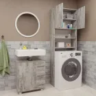 Комплект меблів для ванної Бетон/Білий. Стелаж для пральної машини 1900х642, тумба під умивальник, 60х60 дзеркало кругле
