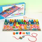 Дошка розвиваючий центр гра сортер для малюків 3в1 математика геометрика рибалка транспорт фрукти Монтессорі сортер. Дерев'яна (MD2901)