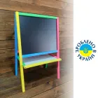 Мольберт дитячий двосторонній магнітний різнокольоровий дерев'яний з полицею, дошка для малювання, навчання, розвитку та творчості, для магнітів та малювання крейдою 3в1, Бертік (MPKм)