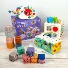 Набір сенсорики , кубики силиконовые, сортер (33 элемента) - розвиваючі іграшки для дітей та малюків м'які тактильні силіконові з цифрами ,тянучка