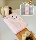 Рушник дитячий з куточком 110х110 см Рожевий + Подарунок Рушник для рук 25х50 см