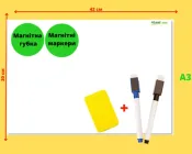 Планер магнітний на холодильник A3 дошка з 2 маркерами магнітними та 1 магнітною губкою щоденник трекер розклад уроків календар на мiсяць тиждень подарунок на 8 Березня планінг магнітна дошка на холодильник 42*30 см Aland Way Білий 2100006