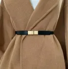 Жіночий еластичний пояс-ремінь без пряжки, регульований, із металевою застібкою, чорний (124470607)