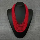 Намисто с бісеру багатошарове етнічне українське багаторядне червоне традиційне