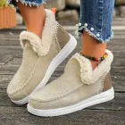 Хутряні чуні, зимове тепле взуття, жіночі плюшеві черевики, домашні затишні валянки, м'які капці, розмір 38 бежевий, Код 00-0800