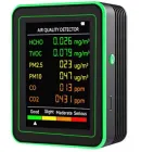 Професійний Датчик Детектор Якості повітря 6 в 1 Safewill M26 моніторинг PM2.5 PM10 пилу CO₂ вуглекислого газу HCHO формальдегід TVOC легкі органічні сполуки для дому офісу лікарень виробництв складів Black-Green