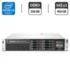 Сервер HP ProLiant DL380p G8 2U Rack / 2x Intel Xeon E5-2658 v2 (10 (20) ядер по 2.4 - 3.0 GHz) / 256 GB DDR3 / 2x 450 GB SAS / iRMC S3 Graphics / Два блоки живлення 460W б/в