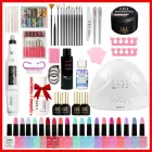 Стартовий набір для манікюру та педикюру - великий набір з технікою (Фрезер-ручка, Лампа 24/48Вт, 20гель-лаків, гель, база, топ, ремувер) + праймер у подарунок