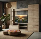 Стінка для ТБ Брайт, Гірка у вітальню Майстер Форм 2500х520х2000 h Майстер Форм ДСП Дуб сонома (правостороння) 30128