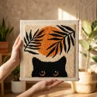 Набір для килимової вишивки (Punch Needle) 30х30 см Арт Моне плюс Кіт на квадратному підрамнику