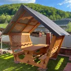 Альтанка садова 2 × 2 м зі столом та лавками, дерев’яна стандарт 0 плюс