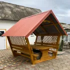 Альтанка садова 2 × 2 м зі столом та лавками, дерев’яна стандарт 2 плюс