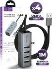 USB HUB (ЮСБ ХАБ) розгалужувач концентратор 4 USB-A 2.0 порта з кабелем 1м. Hoco USB-A to USB-A x4, 480Mbps Metal Grey