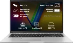 Ноутбук ASUS Vivobook 15 X1502VA-BQ976 (90NB10T2-M01AH0) Cool Silver / 15.6" IPS / Intel Core i5-13420H / RAM 16 ГБ / SSD 1 ТБ / Підсвітка клавіатури