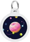 Адресник для собак та котів металічний Collar WAUDOG Smart ID з QR паспортом, малюнок "Всесвіт пончиків", круг, Д 25 мм (0625-0218)