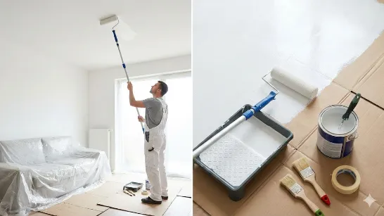 Як фарбувати стелю без плям і патьоків — інструменти, які потрібні