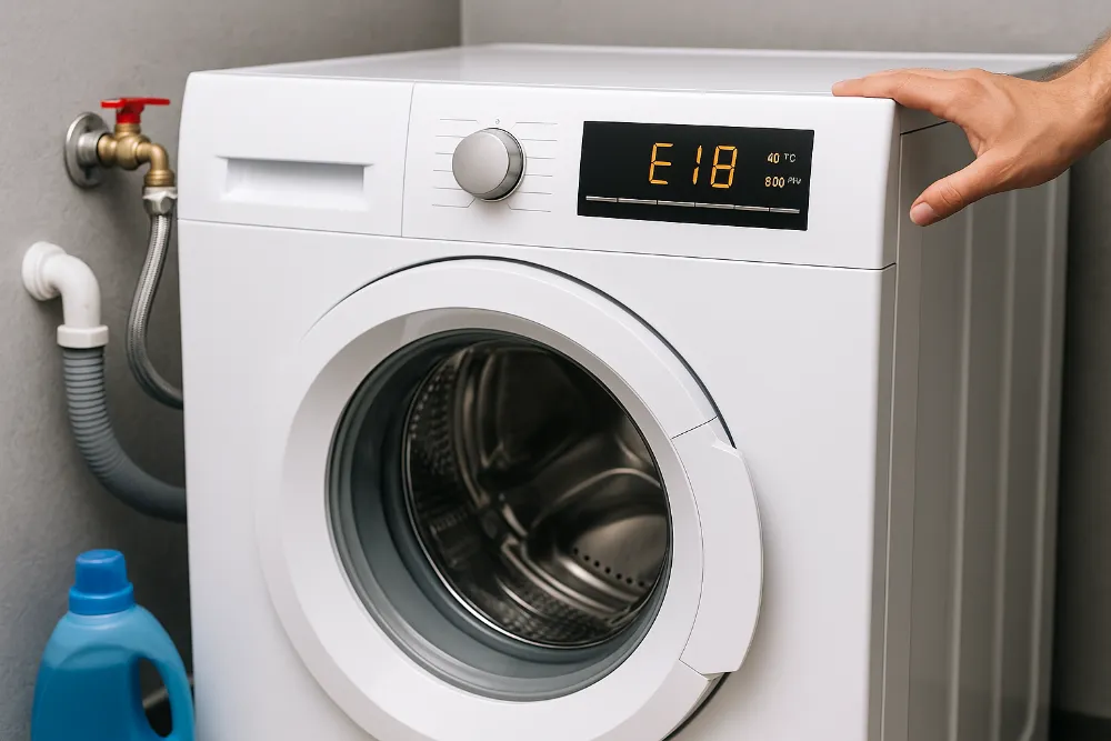 Пральна машина показує код помилки на екрані під час діагностики користувачем