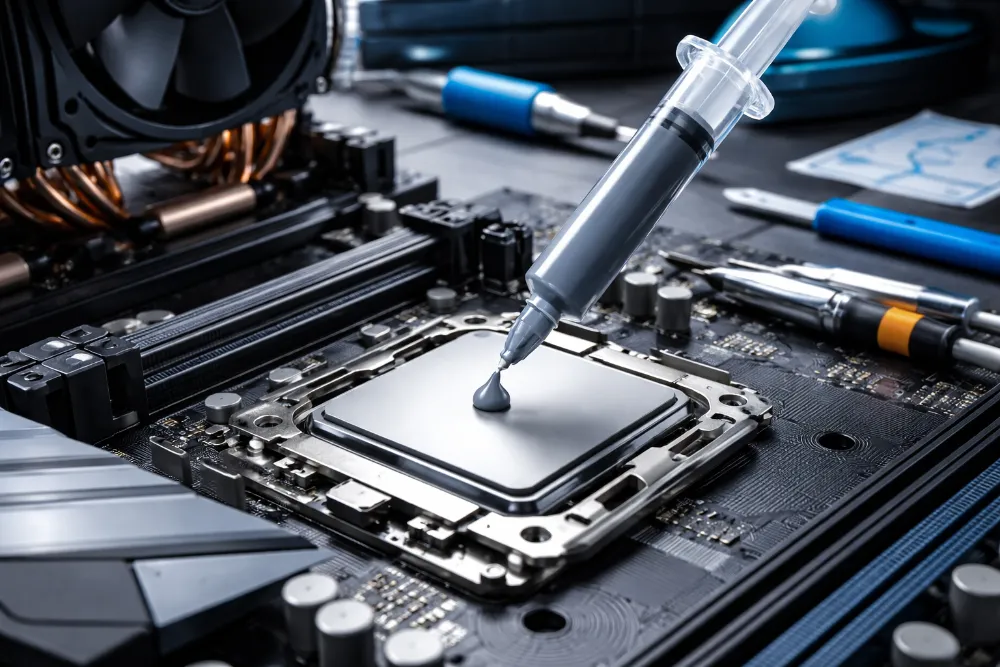 Термопаста наноситься на процесор перед встановленням кулера для ефективного відведення тепла