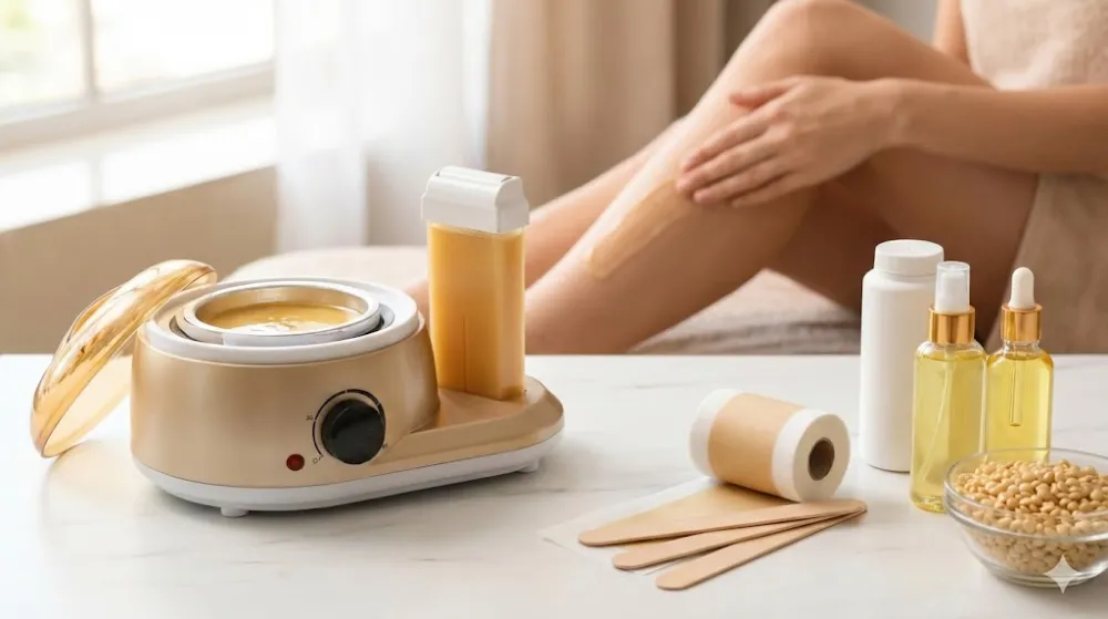 Набір для воскової депіляції та нанесення теплого воску на ногу в домашніх умовах